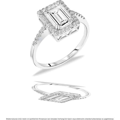 925 silver Zircon Stone Baget Engagement Ring Midyat Silver