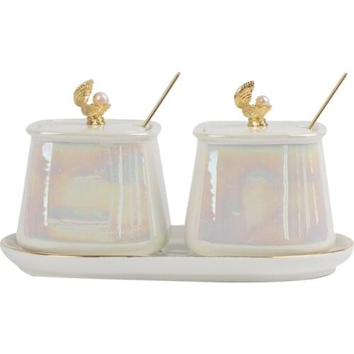 Nordic Seasoning Jar Seasoning Box Pearl Alloy Handle Seasoning Jar Combination Set Kitchen Salt Shaker MSG Seasoning Bottle