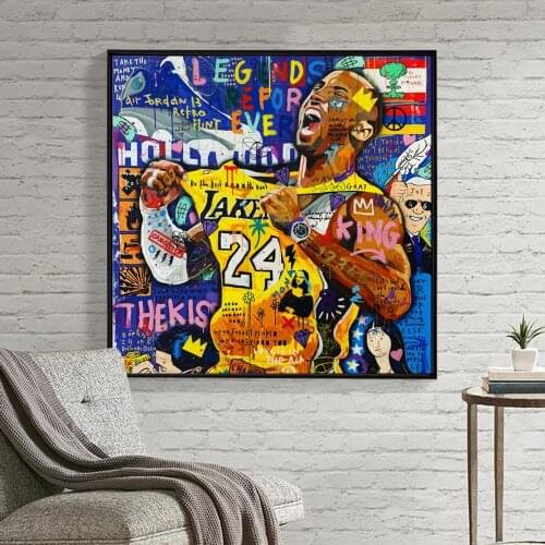Modern Street Griffiti Portrait Art Painting Canvas Art Posters and Prints on the Wall basketball Star Picture for Room Decor