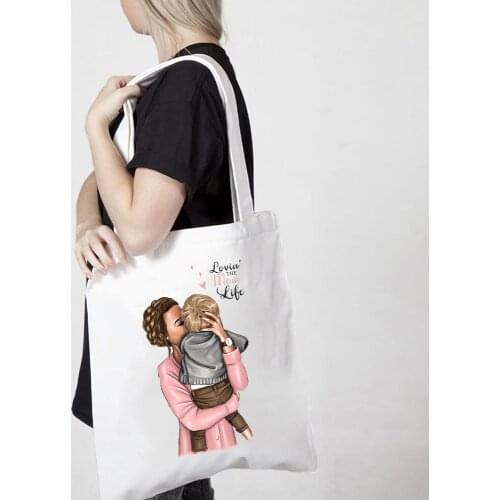 Super Mama New Womens Casual Canvas Cloth Bag Handbag Women Pouch Fashion Tote Bag Harajuku Shoulder Bag Travel Portable Bag