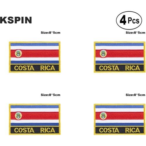 Costa Rica Rectangular Shape Flag Iron on Saw on Patches Embroidered Flag Patches National Flag Patches for Clothing