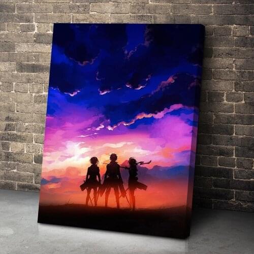 Home Decoration Attack On Titan Canvas Painting Hd Prints Anime Colorful Sky Pictures Wall Art Modular Poster Bedside Background