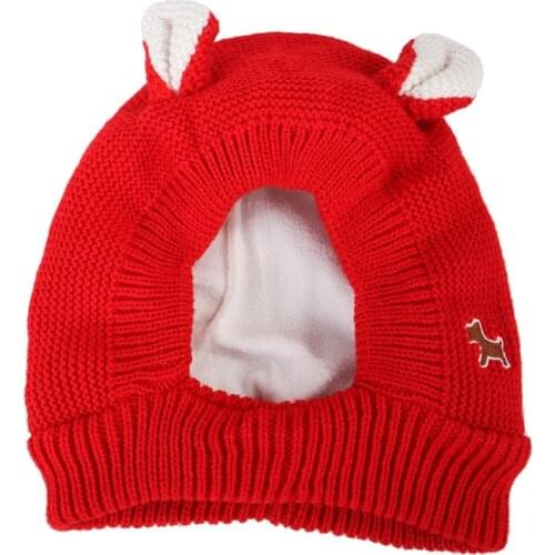 Funny Pet Hat Dog Costume Ennly Neck Ear Warmer Snood Knitted Fleece Headwear