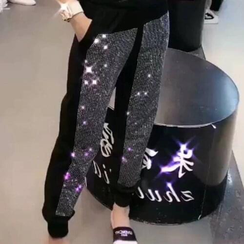 2020 Early Autumn Women Pant New Heavy Industry Hot Drilling Beam Foot Casual Pants Women Fashion Wild Loose Pant Tide 225