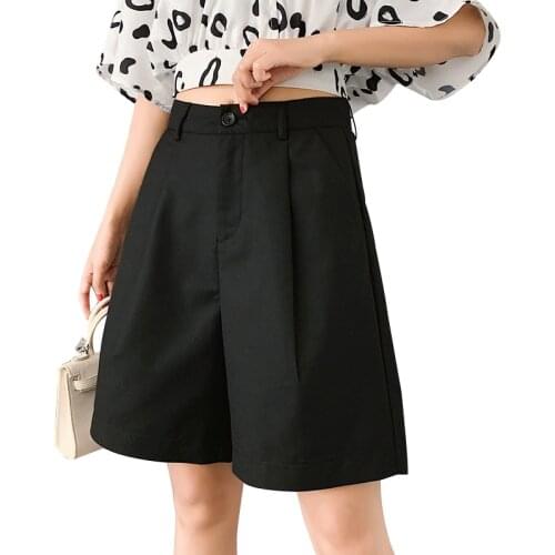 S-3XL Suits Shorts Female Harajuku High Waist Short Pants Straight Vintage Women Shorts 2020 Loose Casual Black Shorts Plus Size