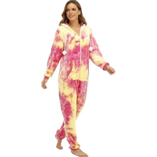 Winter Thicken Onesie Pajamas Women Warm Hoode Homewear Flannel Sleepwear Jumpsuit Costume