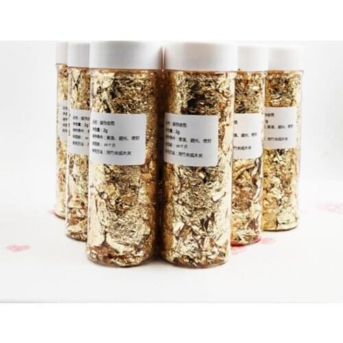 1 Pcs 24K Gold Decorative Dishes Edible Grade Genuine Gold Leaf Schabin Flakes for Chef Art Chocolates Cake Decorating Tools 2 g