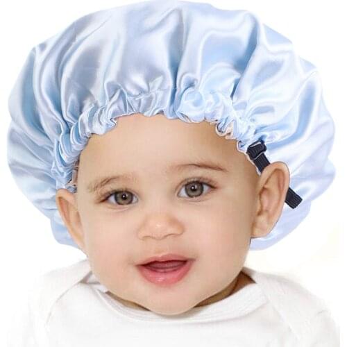 Candy tone Festival buckle childrens hair cap double-layer tinted nightcap bath cap factory kids bonnet nightcap 2pcs