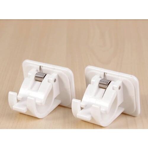 2pcs Curtain Rod Holders Bathroom Shower Drape Wall Mounted Brackets Punch-free Adhesive Plastic Holders Storage Hook