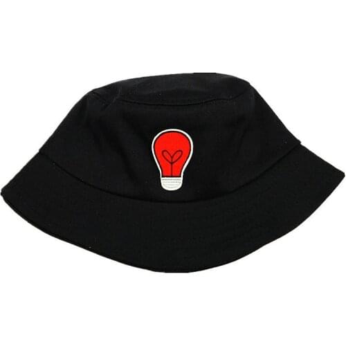 2021 Light Bulb Embroidery Cotton Bucket Hat Fisherman Hat Outdoor Travel Hat Sun Cap Hats for Men and Women 30