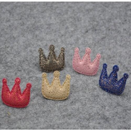 30pcs 3.8*3cm Shining crown Padded Patches Appliques For Clothes Sewing Supplies DIY Hair Bow Decoration free shipping