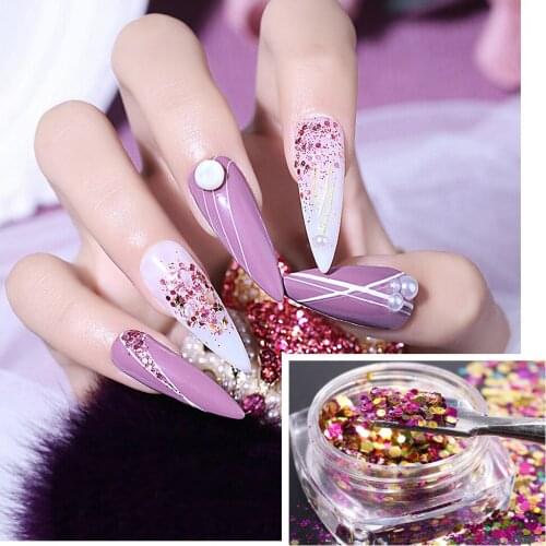 6 Boxes/Set hologlaphic nail glitter powder shimmer new year diy Nail Art Decoration