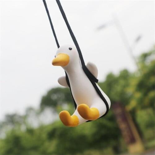 Duck Shaped Car Pendant Rearview Mirror Cartoon Car Accessories Car Interior Decoration Ornament Auto Pendant Birthday Gift