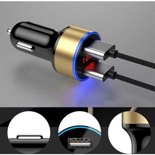 Universal Fast Dual USB Car Charger Adapter LED Display 5V 3.1A Auto ABS for iPhone for Huawei p30 Car Phone Charger 5.0