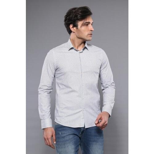 Long Sleeve Patterned White Shirt Wessi