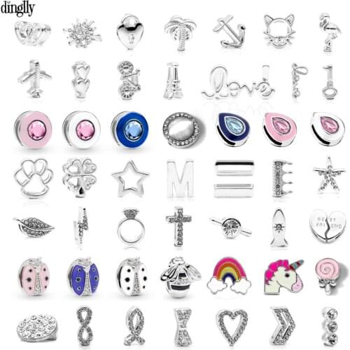 DINGLLY 51Pcs Rose Gold Silver Color Beaded Charm Fit 10mm Stainless Steel Mesh Bracelet Watch Belt Bangle Jewelry Accessories