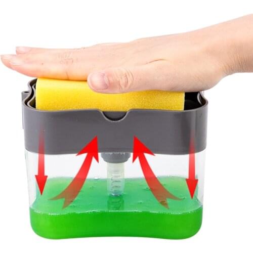 Soap Dispenser Pump with Sponge Manual Press Cleaning Liquid Dispenser Container Manual Press Soap Organizer Kitchen Tool