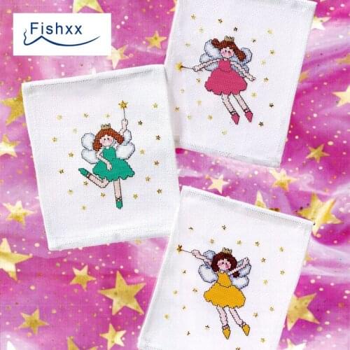 Fishxx Cross Stitch Kit Magazine Crazy94-1 Little Fairy Cartoon Girl Three Patterns Children Decor