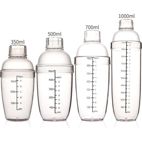 Cocktail Shaker Bottle Home Drink with Scale Wine Mixer Resin Transparent Beverage Barware Bottle Coffee Party Portable Bar Tool