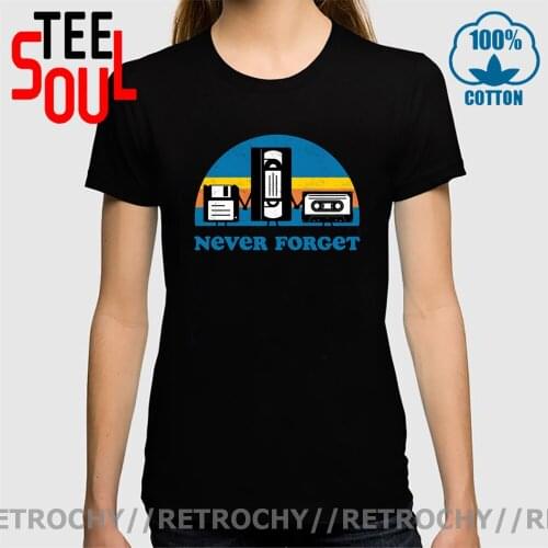 Girl 70s 80s Fashion Clothes Never Forget Magnetic Tape Disc Cassette Disk Funny Tshirt Women Causal Good Memory Hip Hop T-Shirt