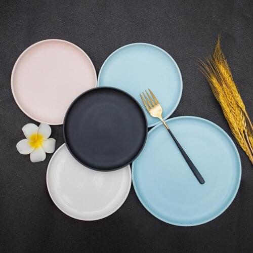 Hotel Ceramic Dinner Beef Plate Tableware Round Solid Color Dessert Simple And Creative Salad Cutter