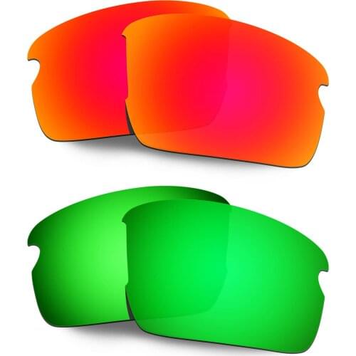HKUCO Polarized Replacement Lenses For Flak 2.0 Asian Fit OO9271 Sunglasses Red/Green 2 Pairs