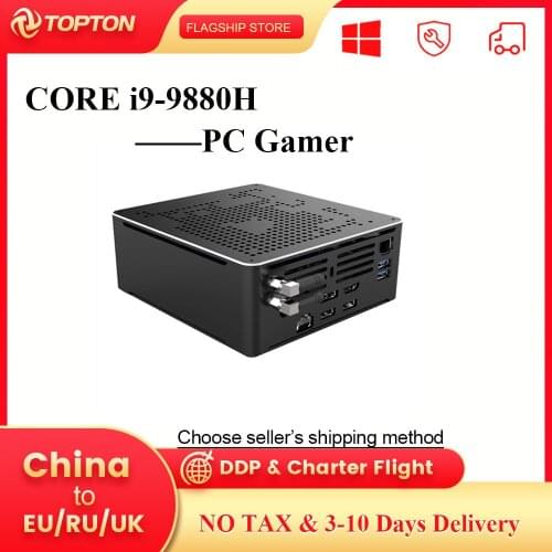 Hot seller 9th Gen Intel i9 9880H Mini PC 2 Lans Win10 2*DDR4 2*NVME 4K DP HDMI2.0 AC Wifi Gaming Desktop Computer
