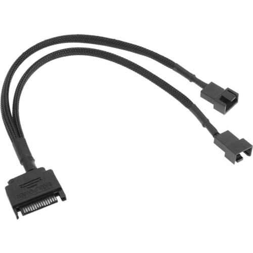 25cm/9.84in Sleeved SATA 15Pin to 2 Way 3Pin 4Pin Fan Power Adapter Extension Cable Wire Cord Computer Cooling Systerm Lines