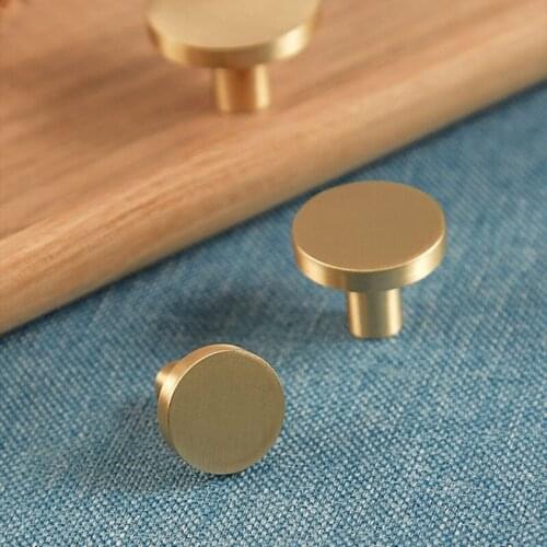Round Brass Dresser Knobs Drawer Pulls Handles Cabinet Door Knob Handle Simple Gold Kitchen Hardware Pull