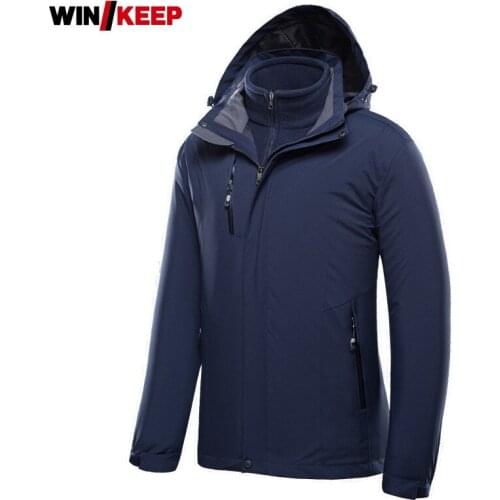 Men Outdoor Windbreakers Detachable Two Piece Set Lovers Windproof Waterproof Hooded Hiking Jacket Autumn Winter Outerwear