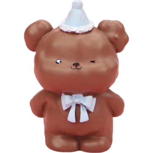 Miniature Doll Multi-use Cute Bear Shape Resin Birthday Cake Decorative Miniature Display for Decoration