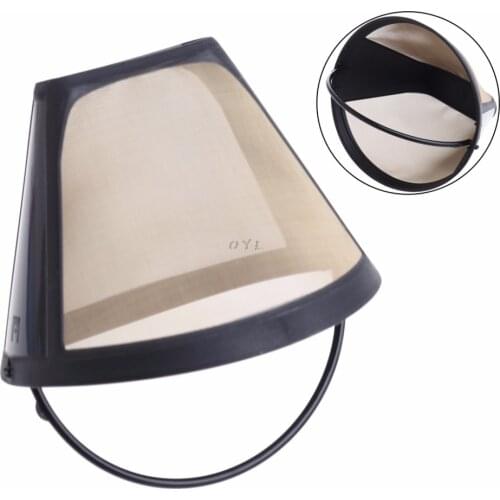 Reusable Coffee Filter Tea Infuser Basket Fine Mesh Tea Strainer 10-12 Cup Cone-Style Maker Machine Gold Mesh Handle Tool