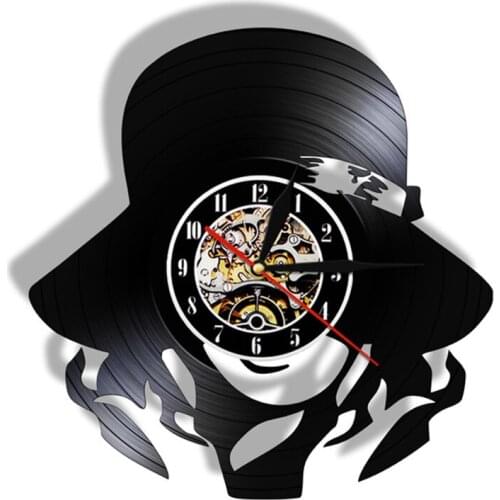 Fashion Lady Wall Clock Home Decor Beautiful Girl Ornament in Hat Handmade Vinyl Record Wall Clock Vintage Wall Art Gift For Her