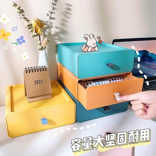 Morandi Color Desk Pen Holder Multi Layer Drawer Stationery Desktop Organizer Makeup Storage Box Case School Office Accessories