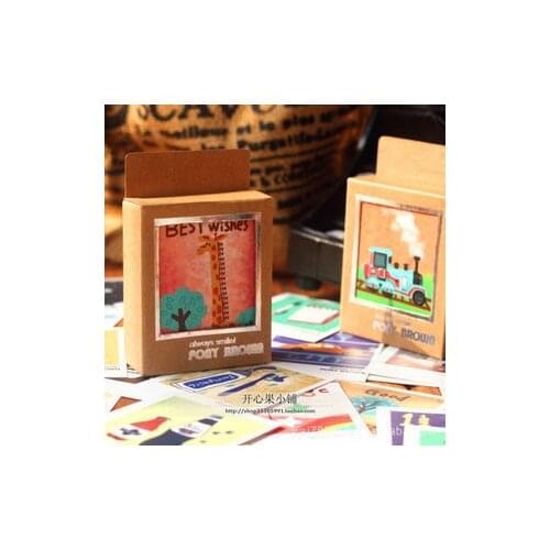 40pcs /Cartoon giraffe mini cards set greeting card/ thank you Happy Birthday Cards /gift post cards