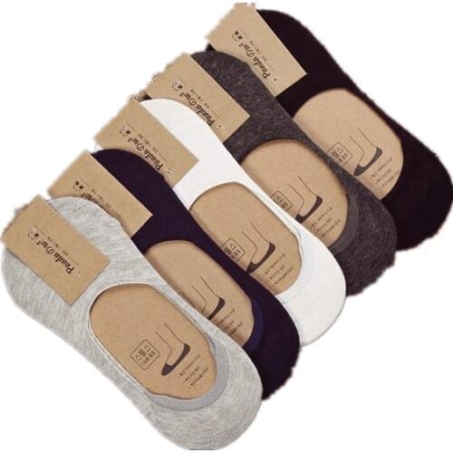 10 pieces = 5 pairs new Cotton men invisible socks men socks silicone anti - skid, pure color summer socks