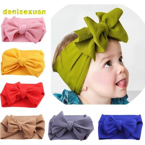 2020 Brand New Infant Headband Newborn Toddler Baby Girl Boy Headwear Solid Bowknot Soft Turban Knot Hairband Baby Gifts