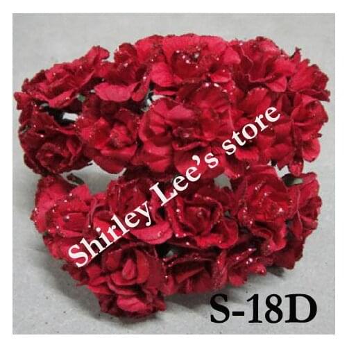 Wholesale--120 bunches Glittered paper flowers--mini open rose for scrapbook ,mini dry look ROSE (Free Shipping by Express)