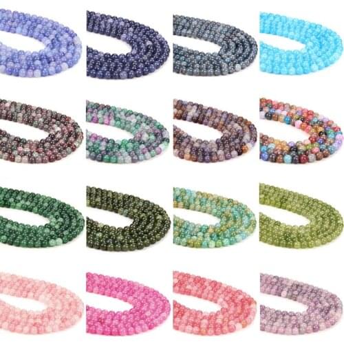 Wholesale 21 Kinds of 8 MM Green Cracked Agat Beads Polished Drilled Stone Bead For DIY Making Jewelry Bracelets Necklace Earing