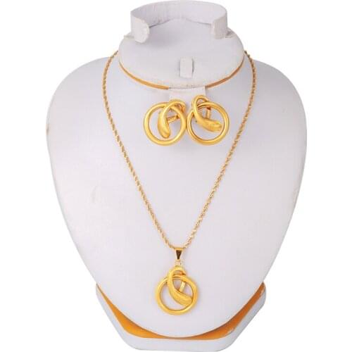 Alloy Dubai Jewelry Set for Women/Girls/Kids Ethiopian Necklace/Earrings/Pendant Fashion Metal Russia Bridal Jewelry Gifts