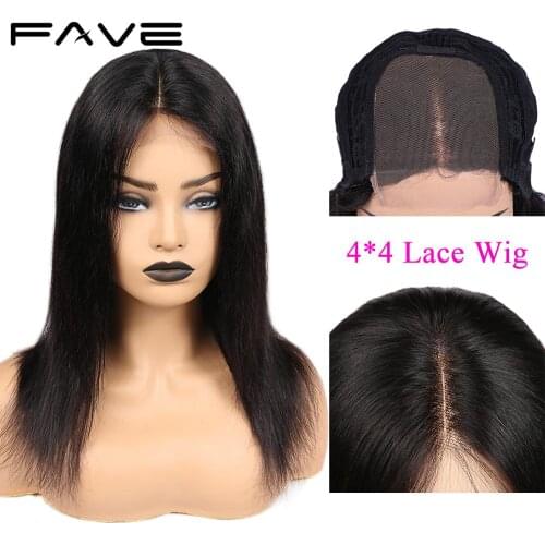 FAVE Lace Front Wigs Brazilian Straight Remy Human Hair Wigs Free Part 4x4 Lace Closure Wig Perruque Cheveux Humain Fast Ship