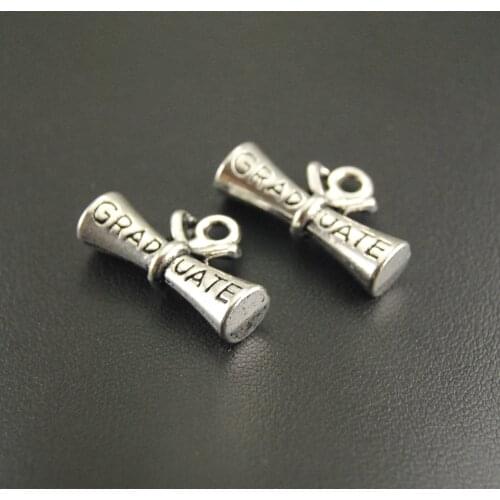 8 Pcs Silver Color Graduate Diploma Charms Fit Bracelets Necklance DIY Metal Jewelry Making A653