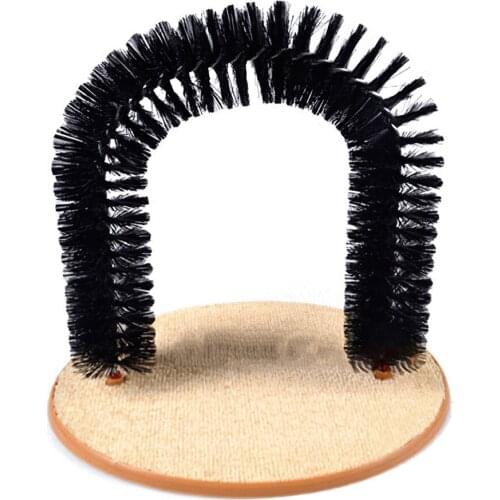Pet Cat Self Grooming Comb Brush Kitties Arch Self Massage Brush Hair Trimming Brusher With Hanging Mouse For Fun Cat Scratcher