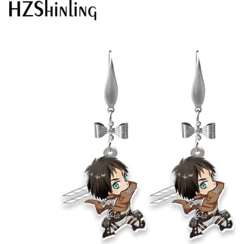 New Attack on Titan Anime Characters Handmade Acrylic Epoxy Resin Dangle Earrings Fish Hook Earrings