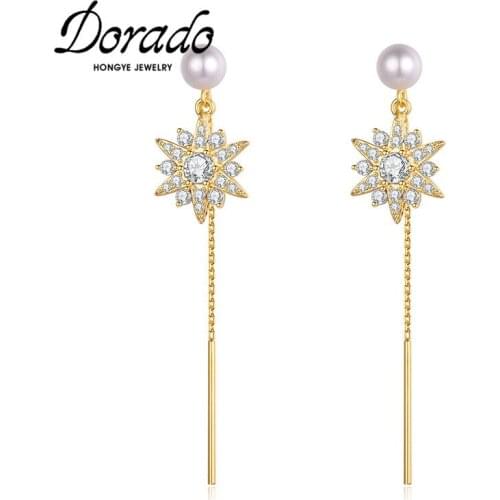 Dorado 2020 Luxury Zircon Star Drop Earrings for Women Long Pendant Dangle Fashion Jewelry Brincos Gift Bijoux Accessories