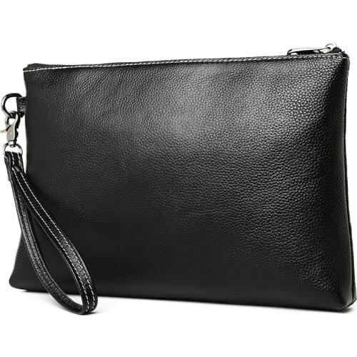 Genuine Leather Bag Men Envelope Clutch Bag For Ipad Luxury Handbag Phone Purse Large Size Wallet Men Bag Pad Cases Mens Gift