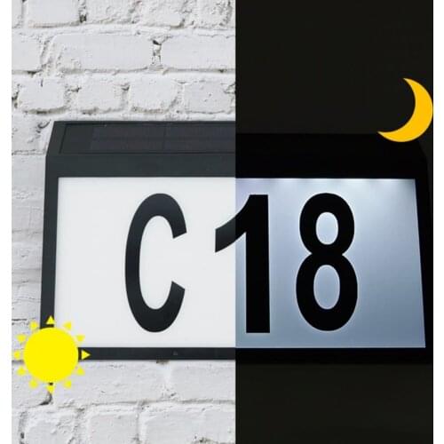 Solar Power Led House Number Light Wall-Mounted Digital Address Display Lamp Dust-Proof Street Sign Outdoor Hanging Wall Light