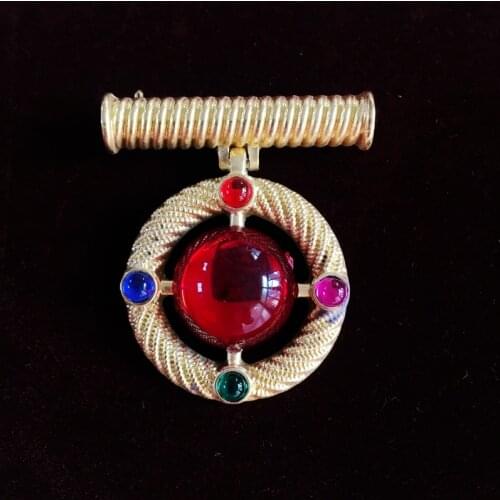 Screw Shaped Geometric Alloy Opal Oriental Brooch