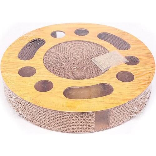 Funny Cat Toy Turntable Ball Cat Scratch Board Round Corrugated Paper Turntable Grinder Round Multi Holes Grind Claw Training