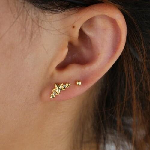 100% 925 Sterling Silver Five Pointed Star Stud Earrings For Women Minimalist Elegant Fine Wedding Jewelry Party